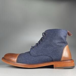Taft The Jack Men's EU 44 US 11 Navy Brown Wool Leather Chukka Ankle Boots EUC